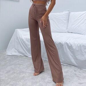 WHITE FOX Adore You Ribbed Pants Chocolate